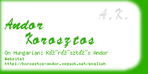 andor korosztos business card